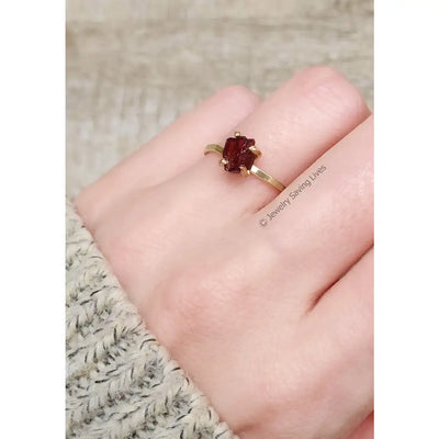 Raw Garnet Ring Rings Handmade Handcrafted