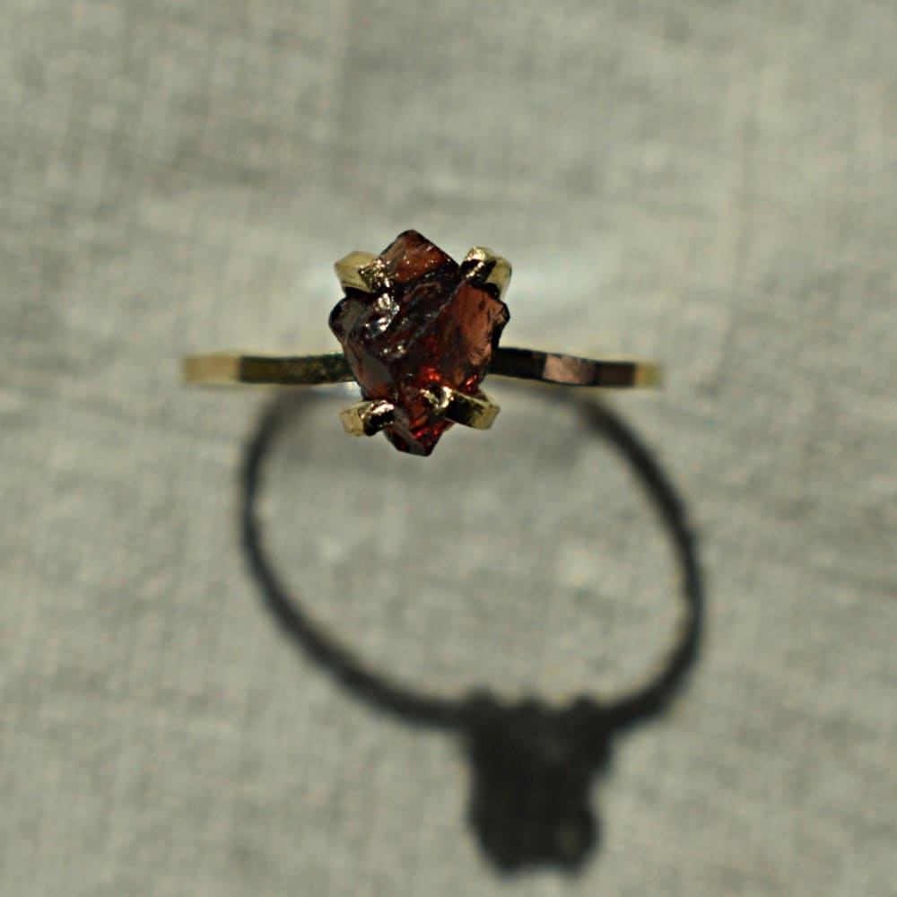 Raw Garnet Ring Rings Handmade Handcrafted