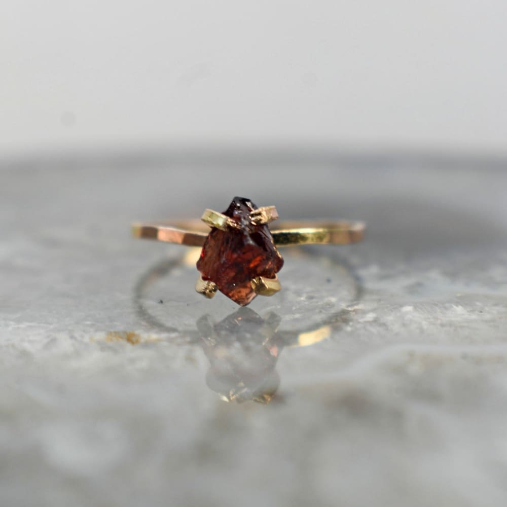 Raw Garnet Ring Rings Handmade Handcrafted