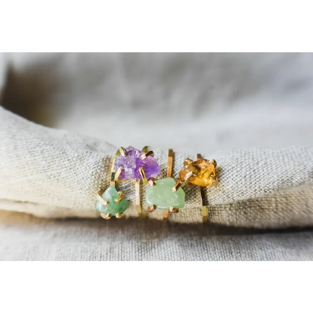 Raw Gemstone Nugget Rings Rings Handmade Handcrafted