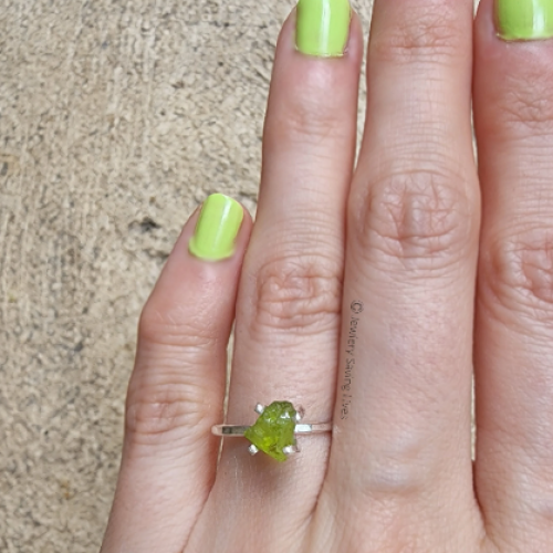 Raw Peridot Ring Rings Handmade Handcrafted