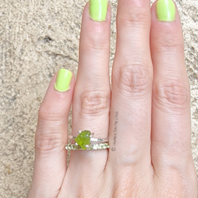 Raw Peridot Ring Rings Handmade Handcrafted