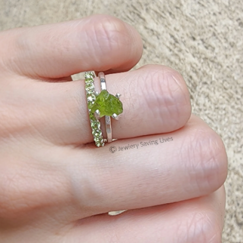 Raw Peridot Ring Rings Handmade Handcrafted