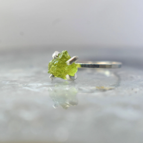 Raw Peridot Ring Rings Handmade Handcrafted