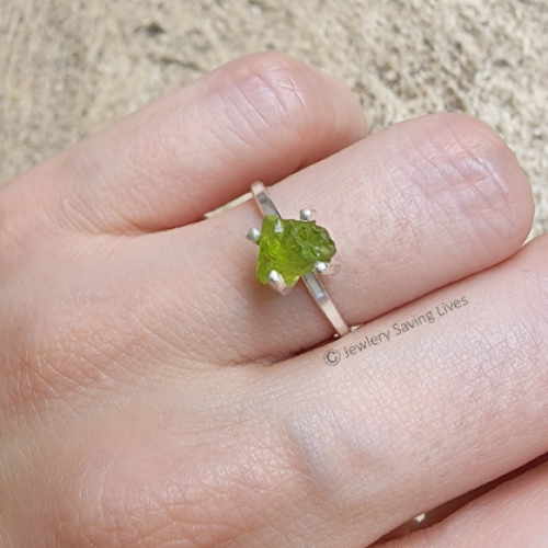 Raw Peridot Ring Rings Handmade Handcrafted