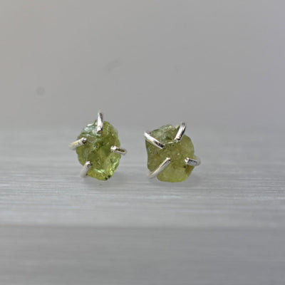 Raw Peridot Stud Earrings Earrings Handmade JSL Made in USA