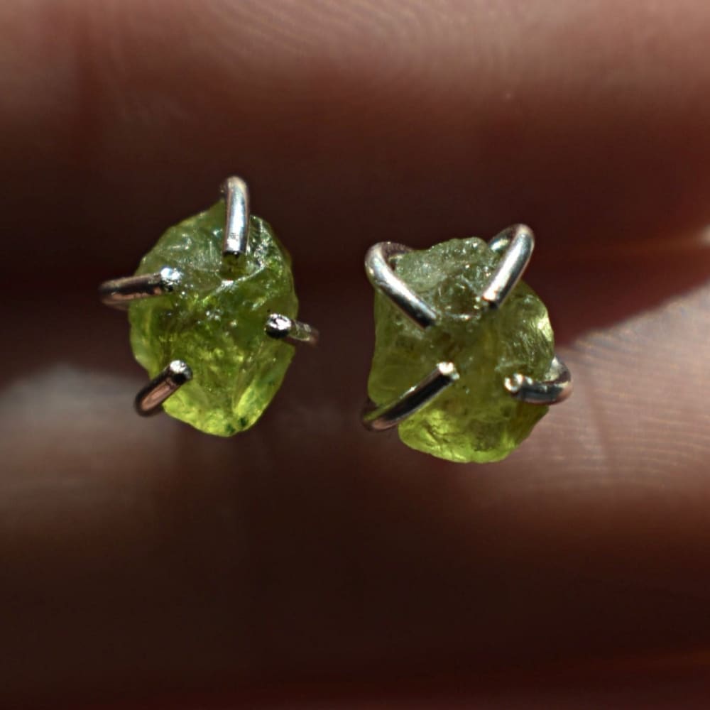 Raw Peridot Stud Earrings Earrings Handmade JSL Made in USA