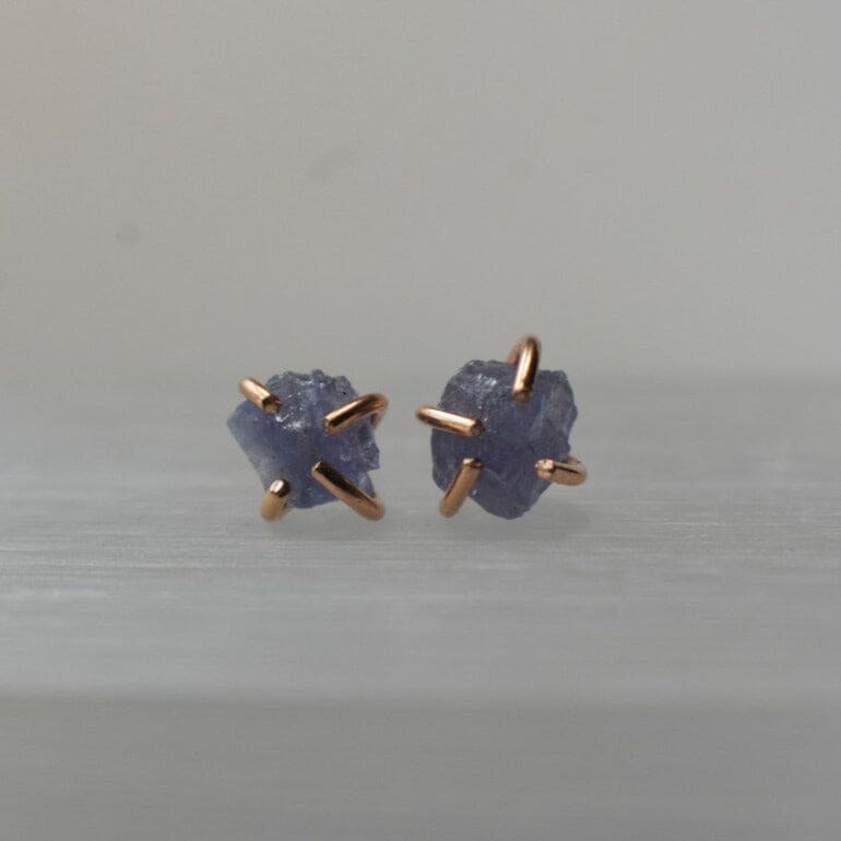 Raw Tanzanite Stud Earrings Earrings Handmade Handcrafted