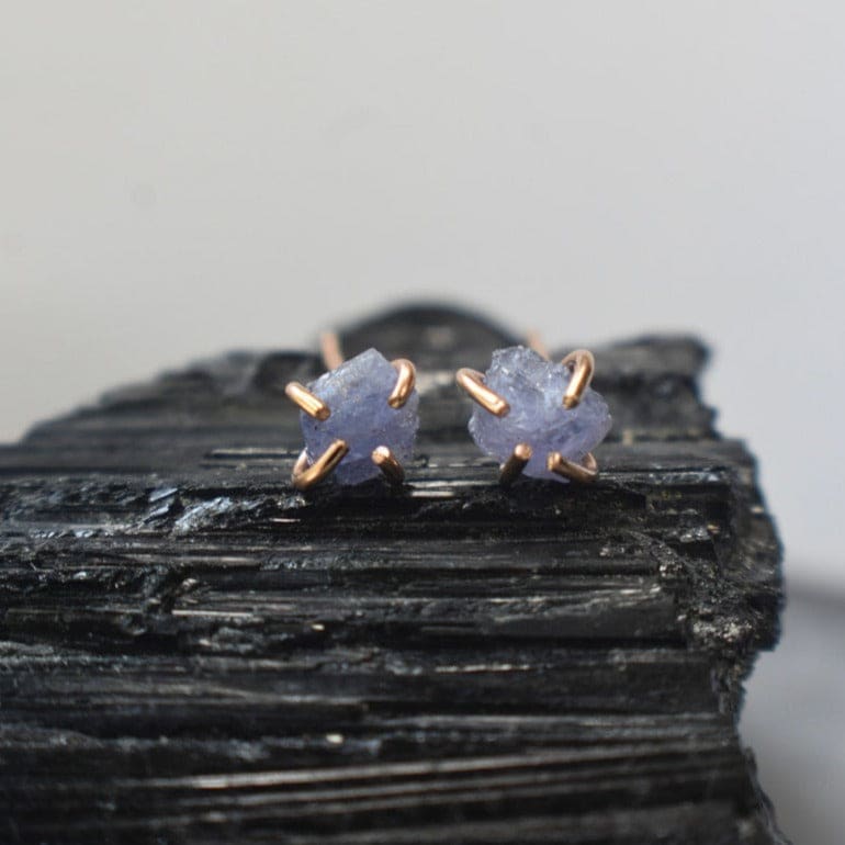 Raw Tanzanite Stud Earrings Earrings Handmade Handcrafted