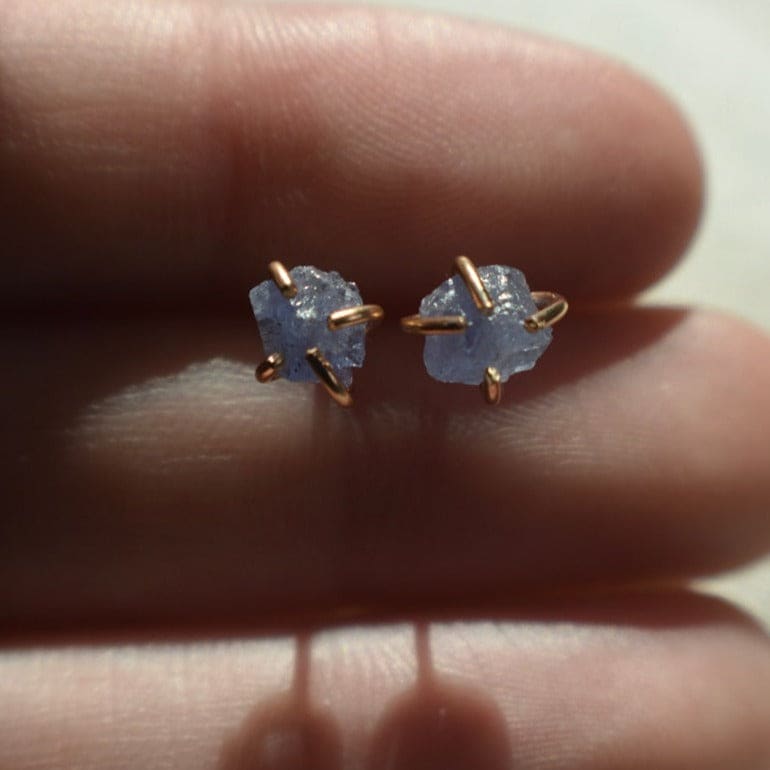 Raw Tanzanite Stud Earrings Earrings Handmade Handcrafted