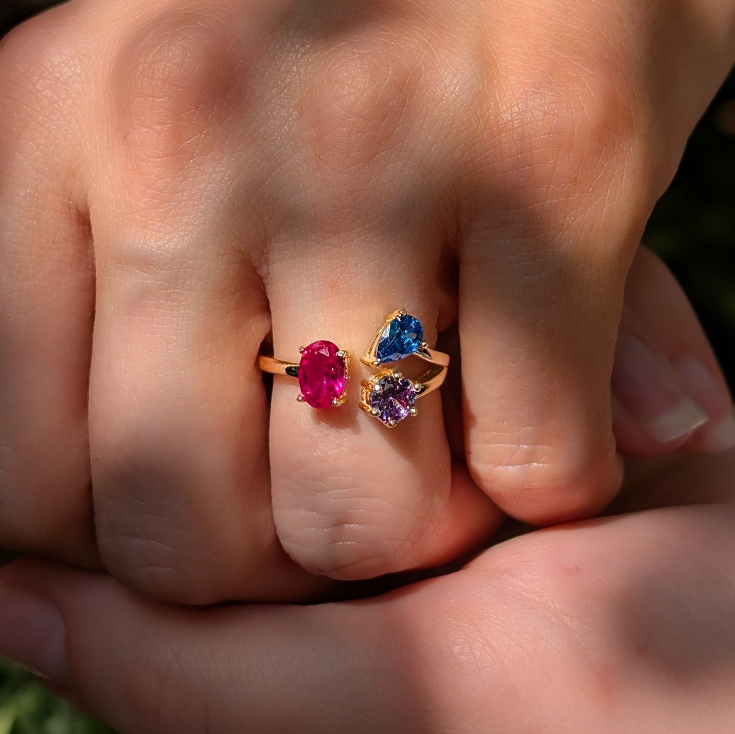 3 Stone Ring - Bisexual Flag