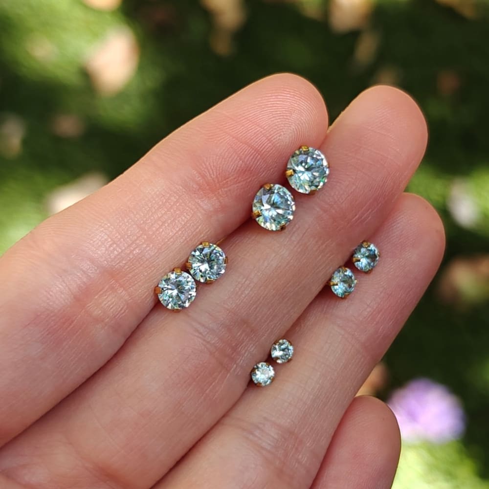 Round Aquamarine Stud Earrings Earrings Handmade Handcrafted