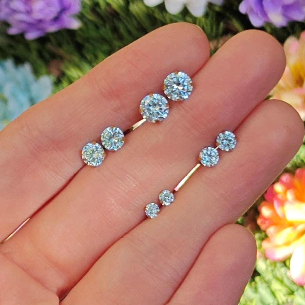 Round Aquamarine Stud Earrings Earrings Handmade Handcrafted