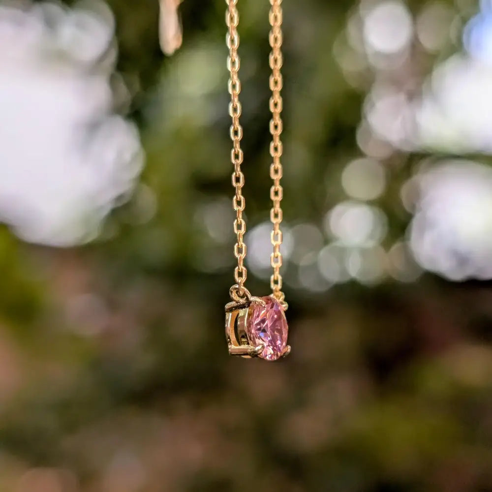 Round Brilliant Pink Tourmaline Necklace Necklaces Handmade Handcrafted