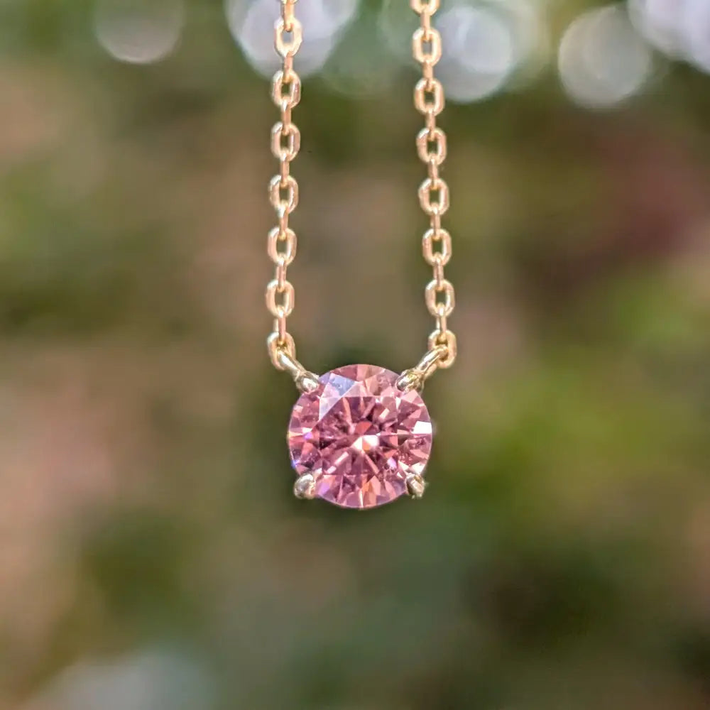 Round Brilliant Pink Tourmaline Necklace Necklaces Handmade Handcrafted