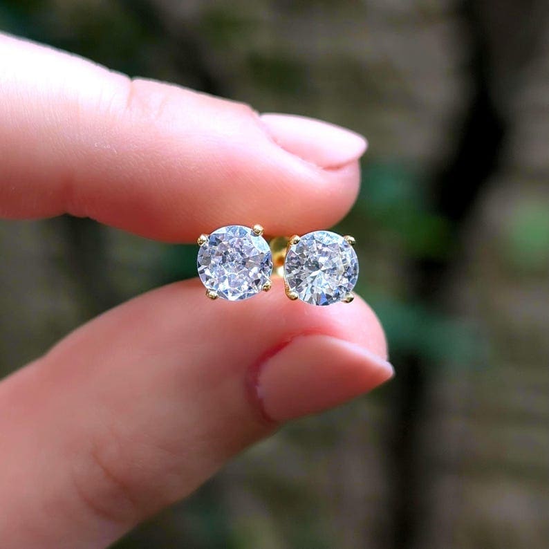 Round Moissanite Earrings Earrings Handmade Handcrafted