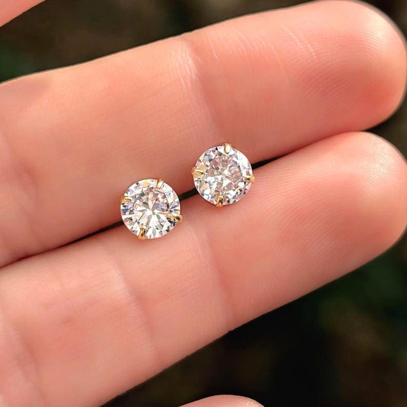 Round Moissanite Earrings Earrings Handmade Handcrafted