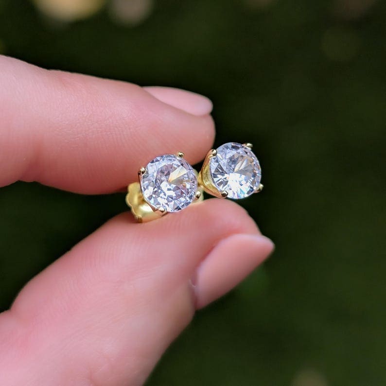 Round Moissanite Earrings Earrings Handmade Handcrafted