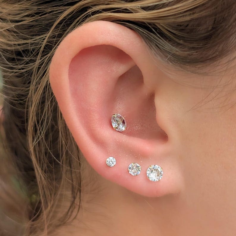 Round Moissanite Earrings Earrings Handmade Handcrafted