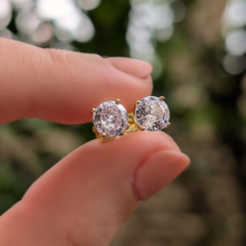Round Moissanite Earrings Earrings Handmade Handcrafted