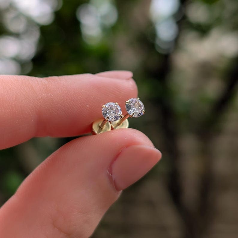 Round Moissanite Earrings Earrings Handmade Handcrafted