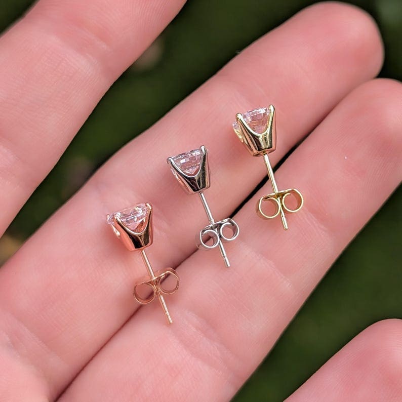 Round Moissanite Earrings Earrings Handmade Handcrafted