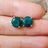 Round Natural Emerald Stud Earrings Earrings Handmade Handcrafted
