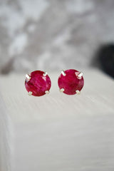 ROUND RUBY STUD EARRINGS - JSL