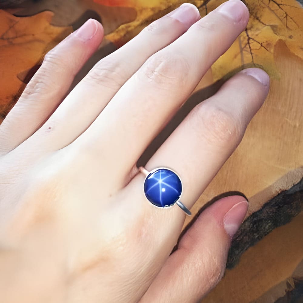 Round Star Sapphire Ring Rings Handmade JSL Made in USA