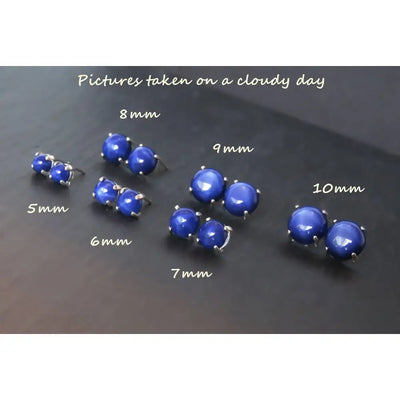 Round Star Sapphire Stud Earrings Earrings Handmade Handcrafted