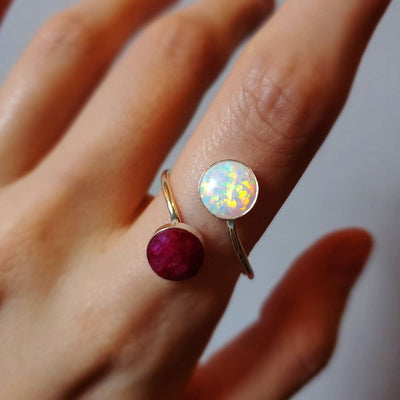 Ruby and Opal Ring Rings Handmade Handcrafted