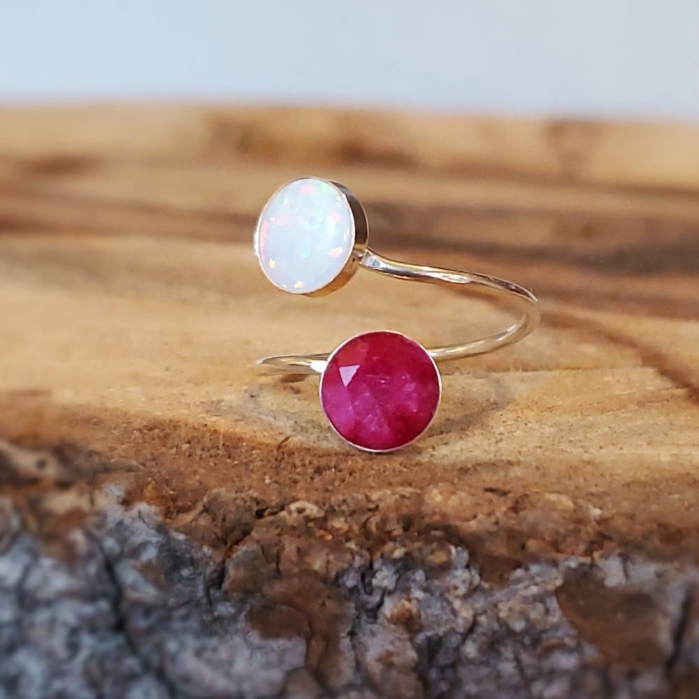 Ruby and Opal Ring Rings Handmade Handcrafted