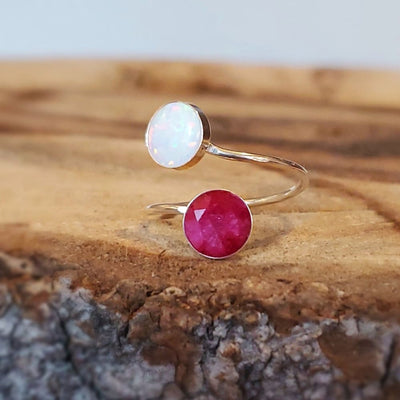 Ruby and Opal Ring Rings Handmade Handcrafted