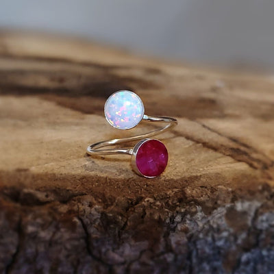 Ruby and Opal Ring Rings Handmade Handcrafted