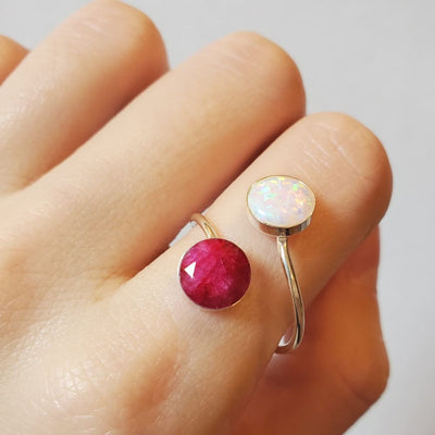 Ruby and Opal Ring Rings Handmade Handcrafted