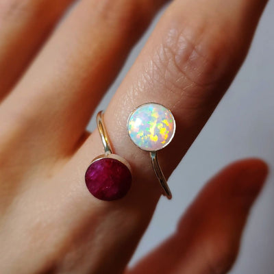 Ruby and Opal Ring Rings Handmade Handcrafted