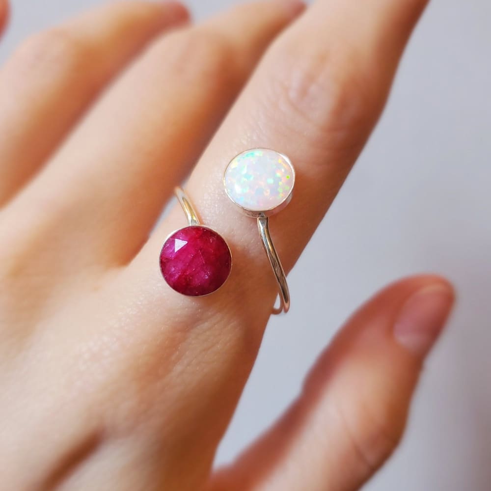 Ruby and Opal Ring Rings Handmade Handcrafted