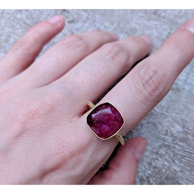 Ruby Bezel Ring Rings Handmade JSL Made in USA