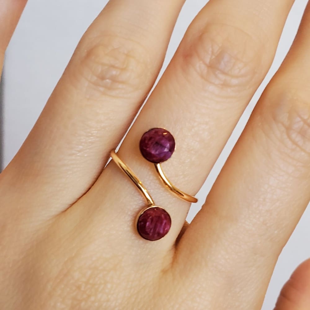 Ruby Double Stone Ring (small) Rings Handmade Handcrafted