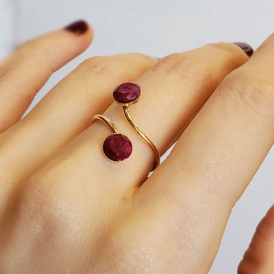 Ruby Double Stone Ring (small) Rings Handmade Handcrafted