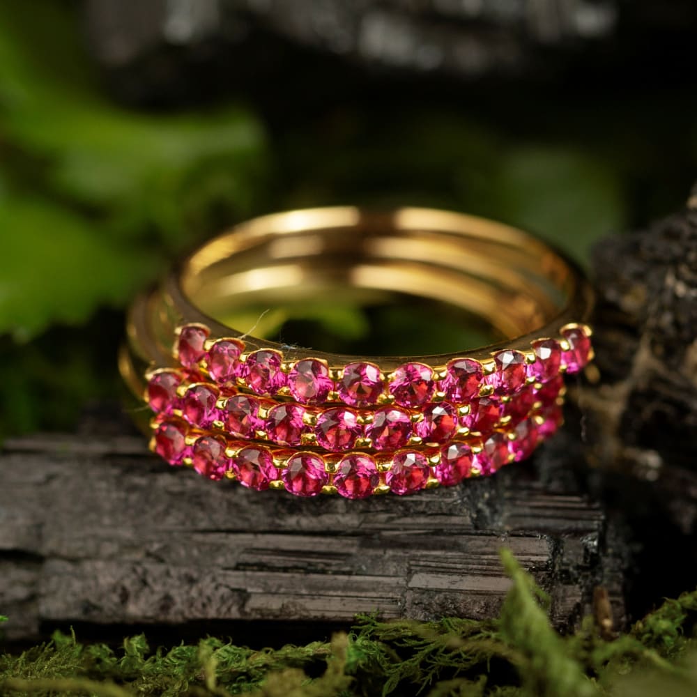 Ruby Half Eternity Band Rings Handmade Handcrafted