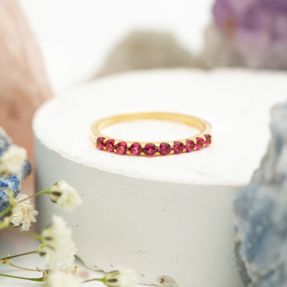 Ruby Half Eternity Band Rings Handmade Handcrafted