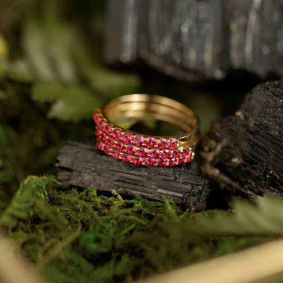 Ruby Half Eternity Band Rings Handmade Handcrafted