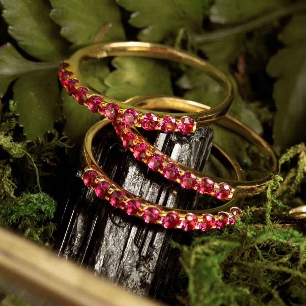 Ruby Half Eternity Band Rings Handmade Handcrafted