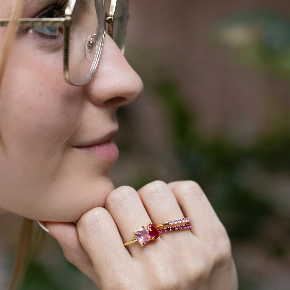 Ruby Half Eternity Band Rings Handmade Handcrafted