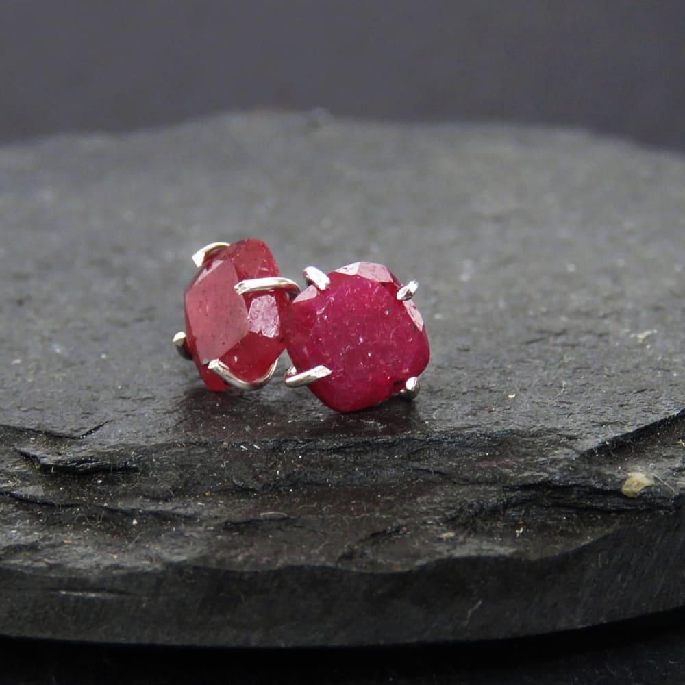 Ruby Stud Earrings Earrings Handmade Handcrafted