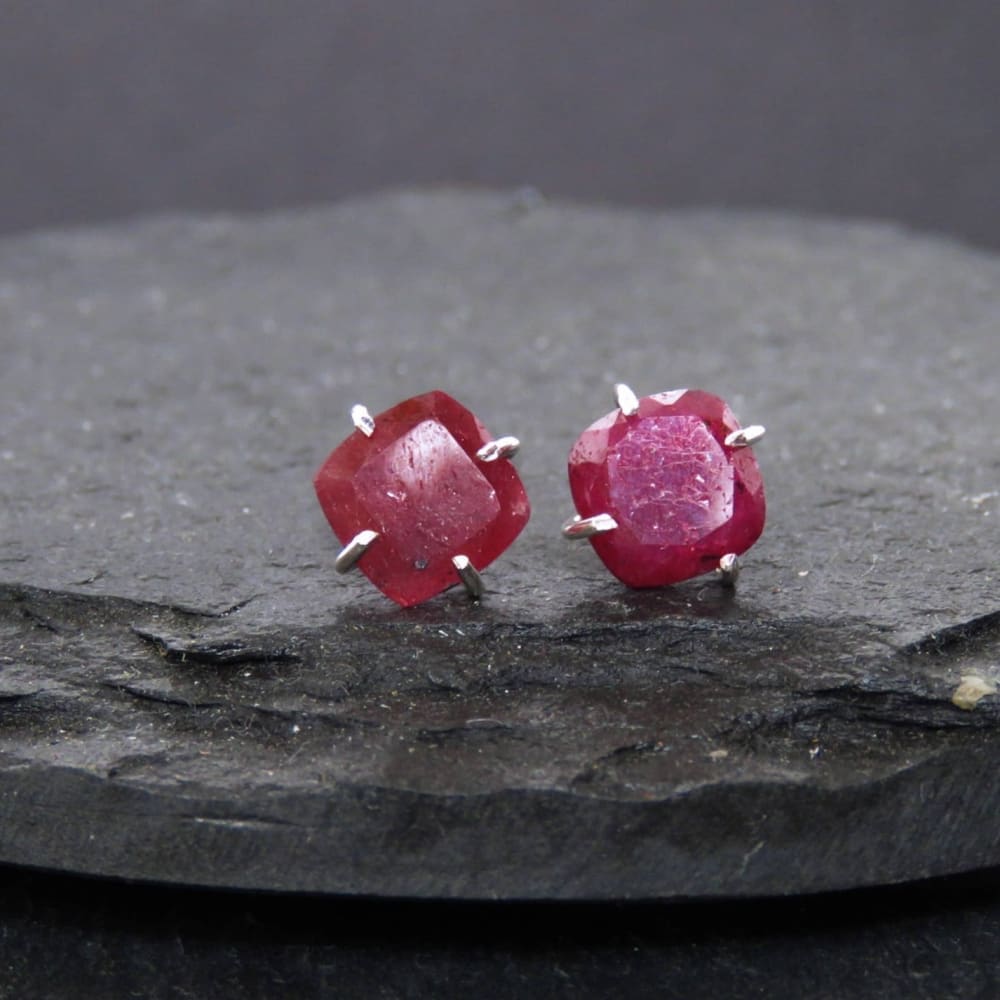 Ruby Stud Earrings Earrings Handmade Handcrafted