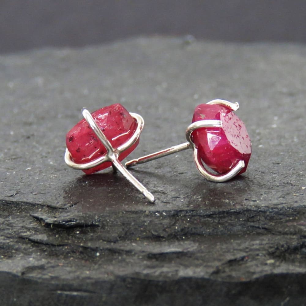 Ruby Stud Earrings Earrings Handmade Handcrafted