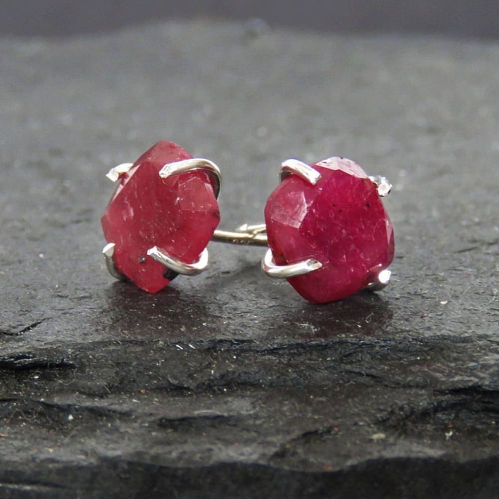 Ruby Stud Earrings Earrings Handmade Handcrafted