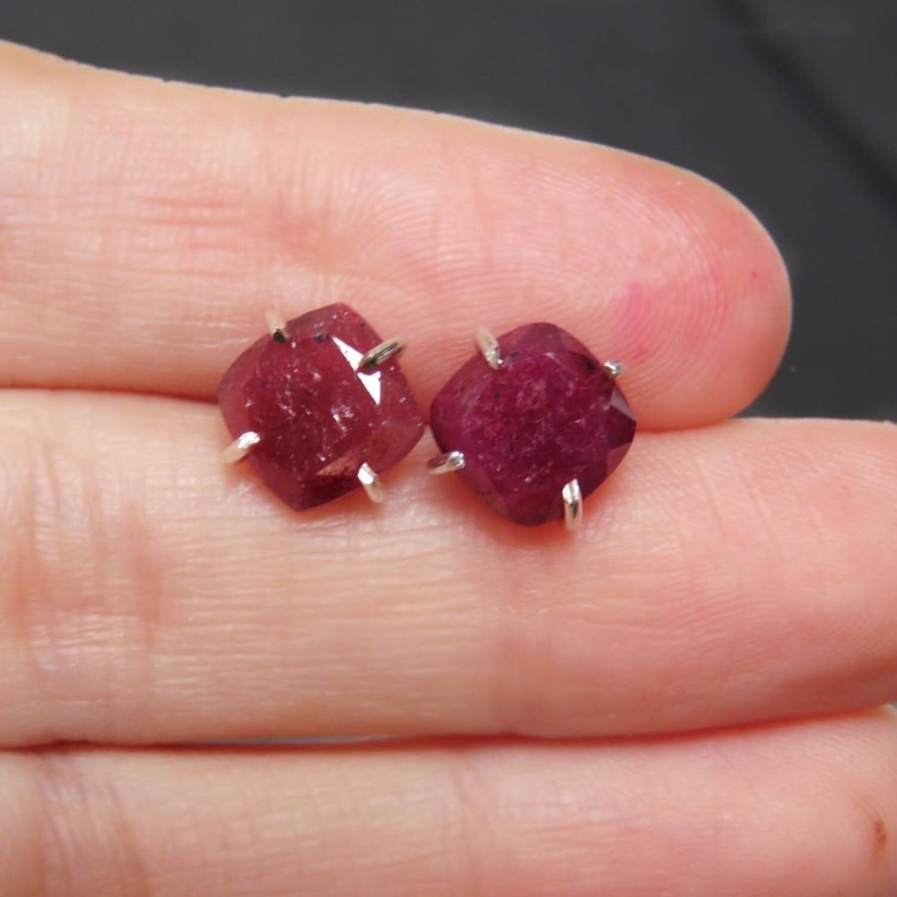 Ruby Stud Earrings Earrings Handmade Handcrafted